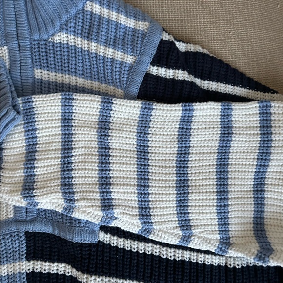 STAUD Striped Cowl Sweater in Blue and White - Picture 7 of 10